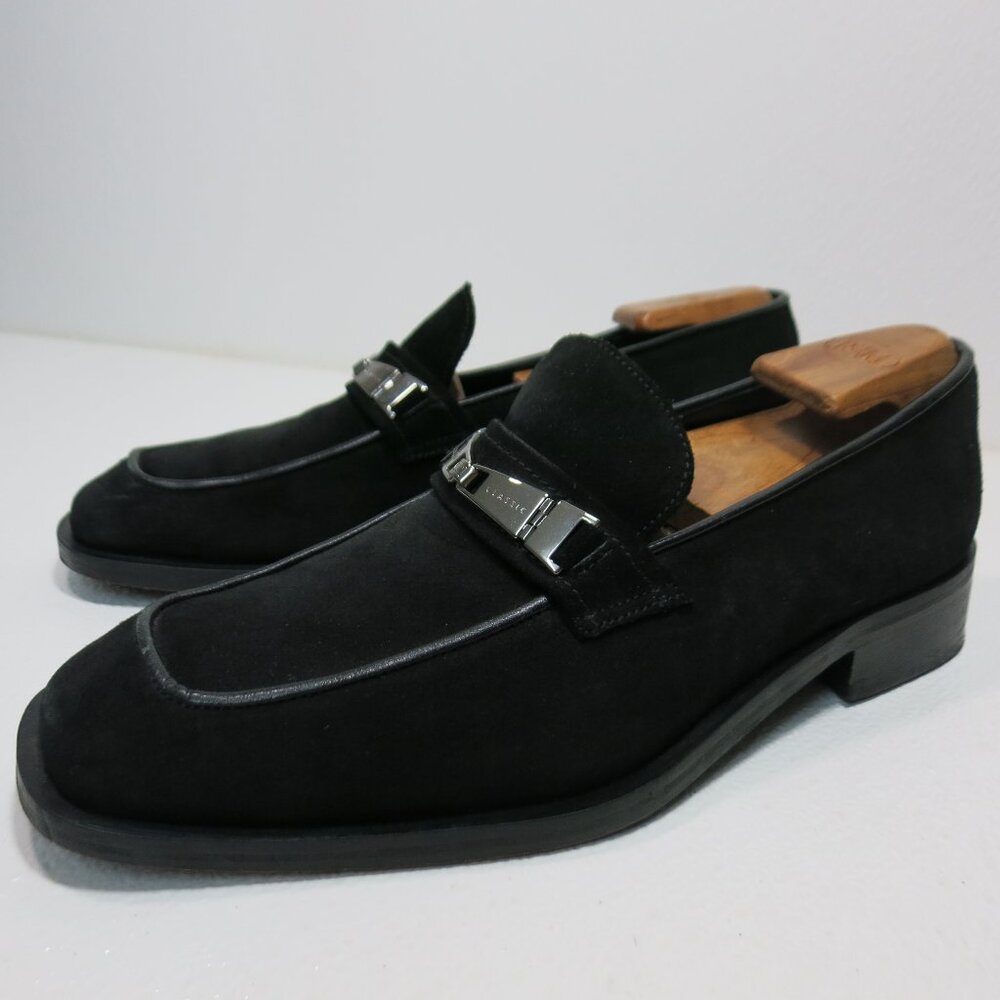 Versace Classic V2 Horse Bit Suede Leather Dress Strap Loafer Men's Shoes 42.5